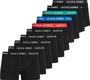 JACK&JONES bokserki męskie, opakowanie 10 sztuk - JACHUEY TRUNKS, elastyczna bawełna czarny/czerwony/niebieski/petrol/czarny L - Majtki męskie - miniaturka - grafika 1