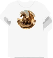 Koszulki i topy damskie - Koszulka damska biała z nadrukiem Smoka z Brązu S - miniaturka - grafika 1