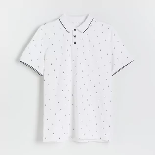 Koszulki męskie - Reserved Koszulka polo regular z printem - Biały - grafika 1
