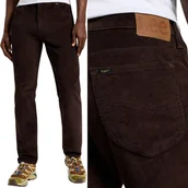 Spodnie męskie - Lee RIDER SLIM Espresso DOPASOWANE BRĄZOWE SPODNIE SZTRUKSY W31 L34 - miniaturka - grafika 1