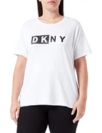 Koszulki i topy damskie - DKNY Damska koszulka z krótkim rękawem na lato, Biały z czarno-białym dwukolorowym logo, XS - miniaturka - grafika 1