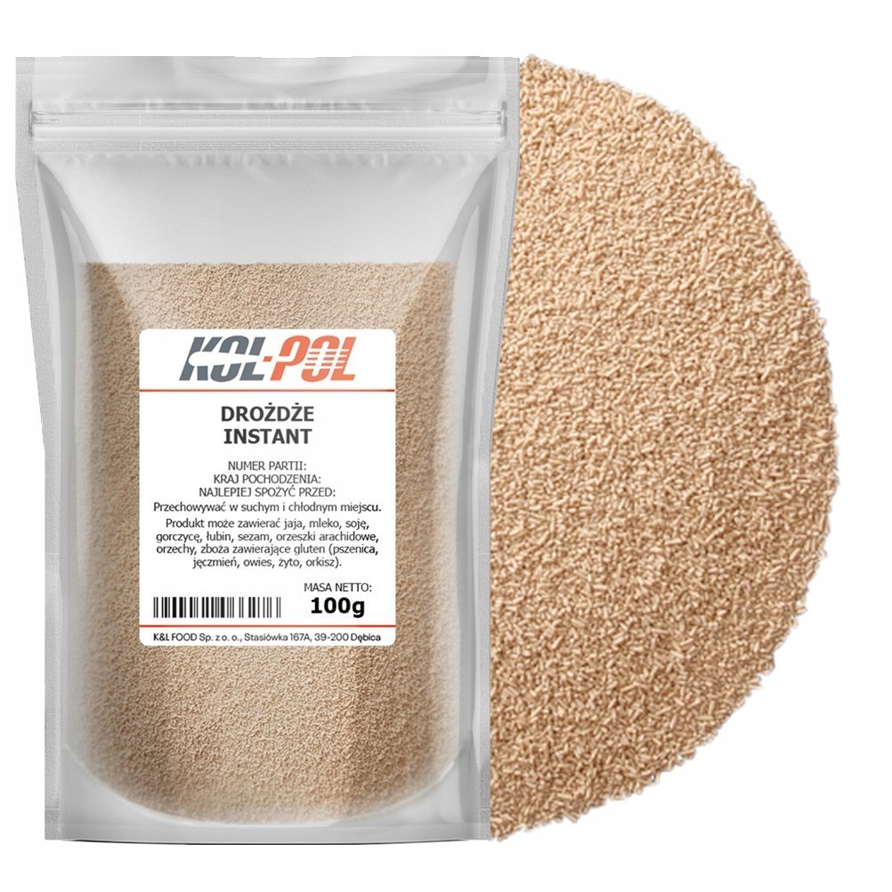 DROŻDŻE PIEKARSKIE SUCHE 100g Instant do wypieków piekarnicze Kol-Pol