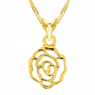 Naszyjniki - Złoty Naszyjnik z Kwiatem Różą Kwiat Kwiatek Flower Natura SREBRO 925 - miniaturka - grafika 1