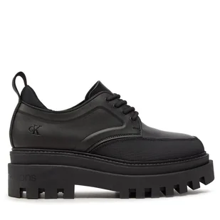Półbuty Calvin Klein Jeans Flatform Laceup Derby Mg Mtl YW0YW01502 Czarny - Półbuty damskie - miniaturka - grafika 1