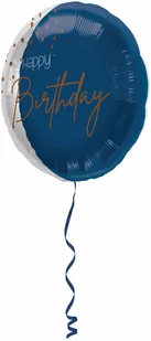 Balon foliowy granatowy Happy Birthday - 45 cm - 1 szt. - Urodziny dla dorosłych - miniaturka - grafika 1