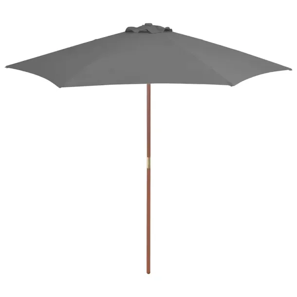 Drewniany parasol ogrodowy UV, antracytowy 270x244 cm, śr. słupka 38 mm