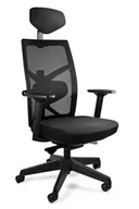 Fotele i krzesła biurowe - Fotel biurowy, ergonomiczny, Tune, czarna skóra naturalna - miniaturka - grafika 1