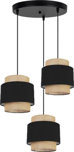 Lampa wisząca Solar Lampa wisząca sufitowa żyrandol BOHO len i czerń 3 żarówki - Lampy sufitowe - miniaturka - grafika 1