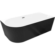 Wanny - Mexen Silo wanna wolnostojąca narożna prawa ryflowana 170 x 80 cm, biała/czarna, przelew gun metal - 52891708075P-95 - miniaturka - grafika 1
