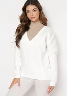 Bluzy damskie - Biała Bawełniana Bluza z Dekoltem w Serek Gitra - miniaturka - grafika 1