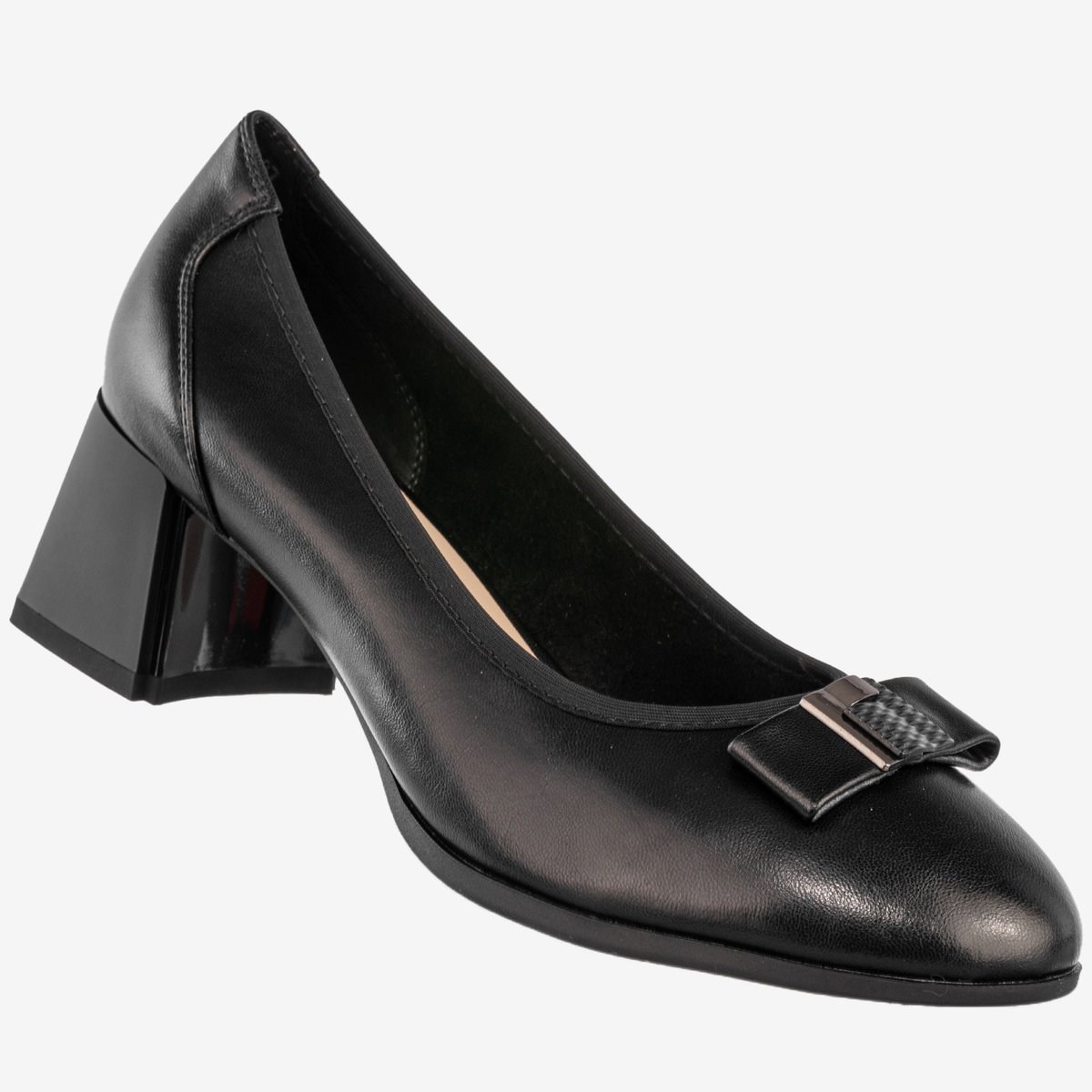 Czółenka Damskie Skórzane Buty na Obcasie Eleganckie Półbuty Czarne Filippo Czarny 37