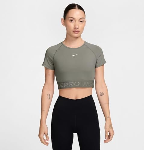 Nike W NP DF SS Crop TOP TT GX Light Army/Cargo Khaki/White