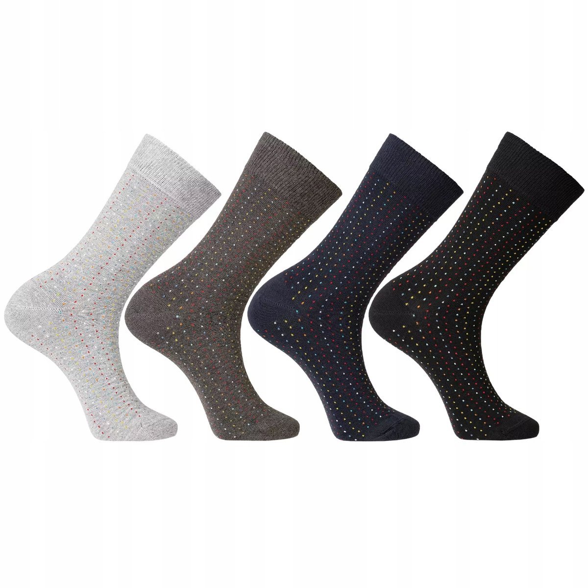 SKARPETKI MĘSKIE BAWEŁNIANE DŁUGIE W KROPKI ELEGANCKIE 4-PAK MORAJ 43-45