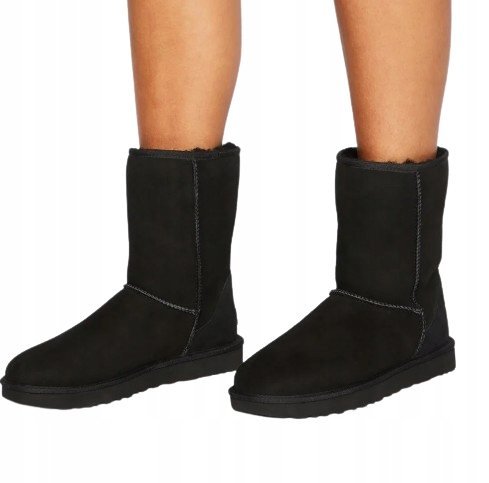 UGG ŚNIEGOWCE DAMSKIE SKÓRZANE CZARNE 37 12EA