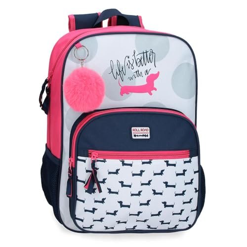 Roll Road Teckel Plecak szkolny Wielobarwny 30x38x12 cm Poliester 13,68 l, Biały, Talla única, plecak szkolny