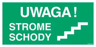 AC024 UWAGA! STROME SCHODY PRAWOSTRONNE, PS - PŁYTA PCV 1MM FOTOLUMINESCENCYJNA; (600X300MM) - Systemy ekspozycyjne i znaki informacyjne - miniaturka - grafika 1