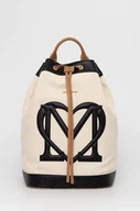 Plecaki - Love Moschino plecak damski kolor beżowy duży z aplikacją - miniaturka - grafika 1