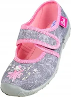 Kapcie damskie - Beck Kapcie Szaro-Różowe Dla Dziewczynki Na Rzepy 23 Ż7T - miniaturka - grafika 1