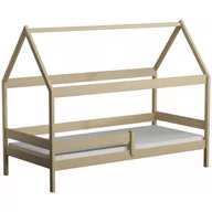 Łóżka - Drewniane łóżko z barierką stelażem i materacem wanilia Petit 3X 190x90 cm - miniaturka - grafika 1