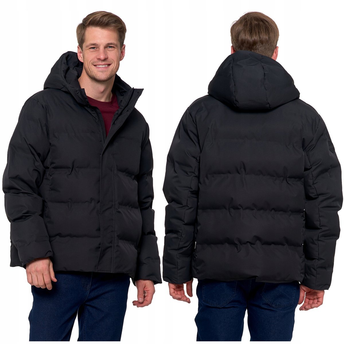 KURTKA MĘSKA PIKOWANA z Kapturem CIEPŁA Zimowa Jesienna Zamek MORAJ r. XL