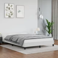 Łóżka - Rama łóżka z zagłówkiem, biała, 140x200cm, obita sztuczną skórą - miniaturka - grafika 1