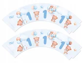 Dekoracje i nakrycia stołu na imprezę - Papilotki na babeczki błękitne Misie 1 z balonikami - 6 szt. - miniaturka - grafika 1