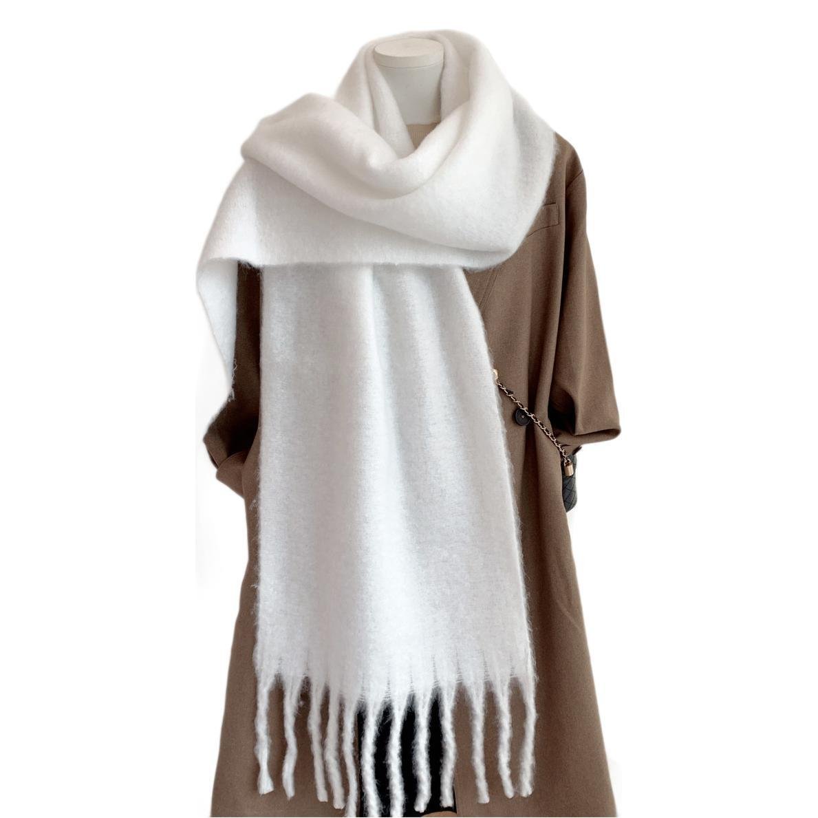 elegancki damski SZAL na zimę ciepły SZALIK miękki i przyjemny 200x40 biały