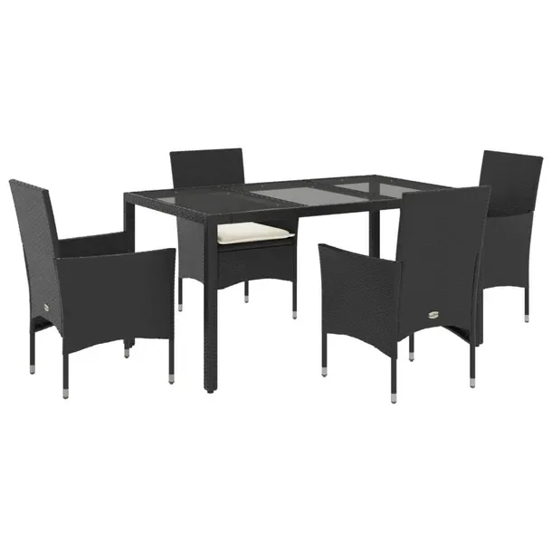 Zestaw Mebli Ogrodowych Rattan PE Czarny, Stół 150x90x75 cm, Krzesła 53x