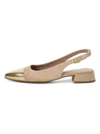 Baleriny - Tamaris Skórzane baleriny w kolorze beżowym - miniaturka - grafika 1