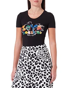 Love Moschino Damska koszulka z krótkim rękawem z nadrukiem graffiti, czarny, 40 - Koszulki i topy damskie - miniaturka - grafika 1