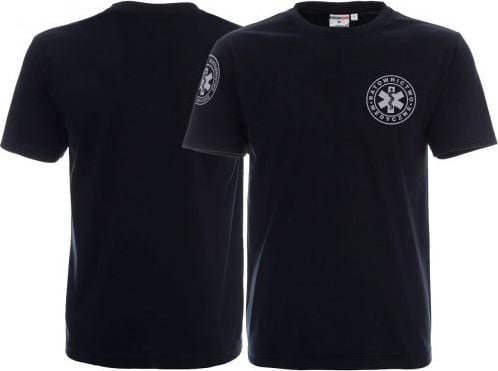 Promostars LPP - Koszulka ratownicza granatowa męska odblaskowa - nadruk przód + rękawek