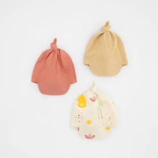 Czapeczki dla niemowląt - Wiązana chusta z daszkiem 3 pack - Kremowy - grafika 1
