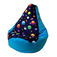 Fotele i pufy dla dzieci - Pufa worek GO GIFT Gruszka Kosmos Niebieski XL 130 x 90 cm - miniaturka - grafika 1