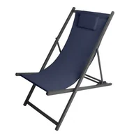 Leżaki ogrodowe - Leżak z poduszką granatowy - miniaturka - grafika 1