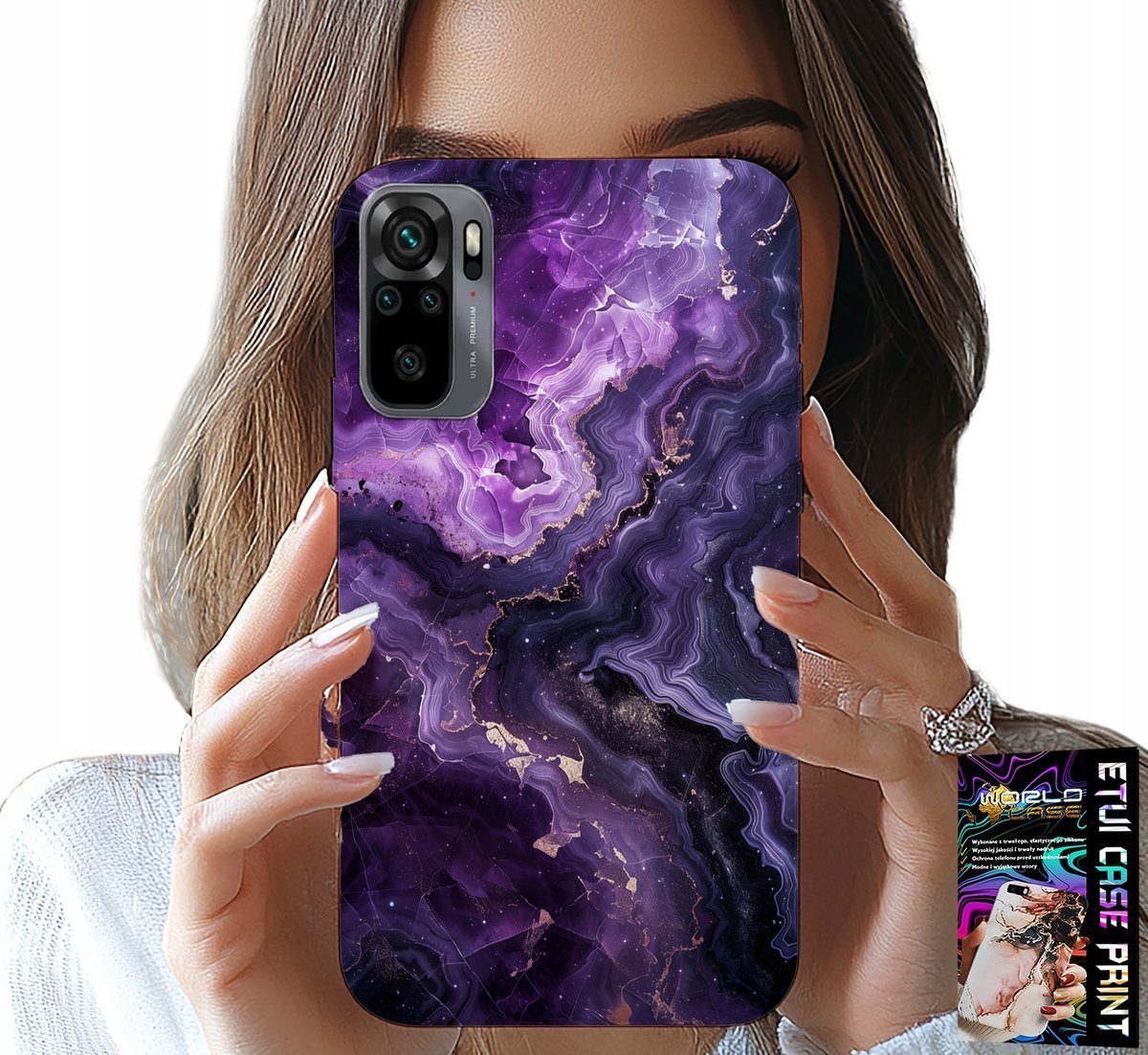 ETUI DO XIAOMI NOTE 10 / 10S - FIOLETOWY MARMUREK MODNE KOBIECE + SZKŁO