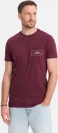 Koszulki męskie - Ombre Męski t-shirt bawełniany z nadrukiem na kieszonce Ombre Streetstyle bordowy V3 OM-TSCT-0108 M - miniaturka - grafika 1