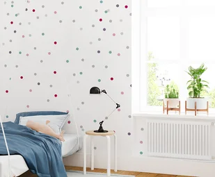 Tapeta dla dzieci Kolorowe Kropki ( Dancing Dots ) - Tapety - miniaturka - grafika 1