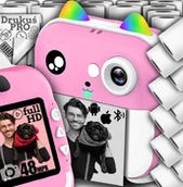 Drukarki kart i etykiet - DRUKUŚ PRO MINI DRUKARKA TERMICZNA APARAT NATYCHMIASTOWY + 23 ROLKI DODATKOWO - miniaturka - grafika 1