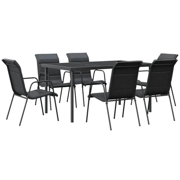 Zestaw Mebli Ogrodowych ze Stali i Szkła, Stół 150x90x74 cm, Krzesła 51