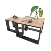 Ławy i stoliki kawowe - Komplet Dwóch Stolików Kawowych Dąb Sonoma + Czarny E4-T29 - miniaturka - grafika 1