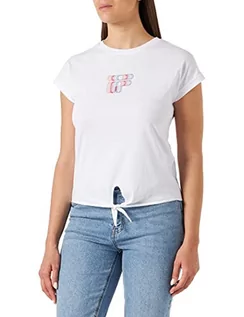 Koszulki i topy damskie - FILA Damska koszulka Shantou Knotted Graphic Logo T-Shirt, Bright White, S, Bright White, S - grafika 1