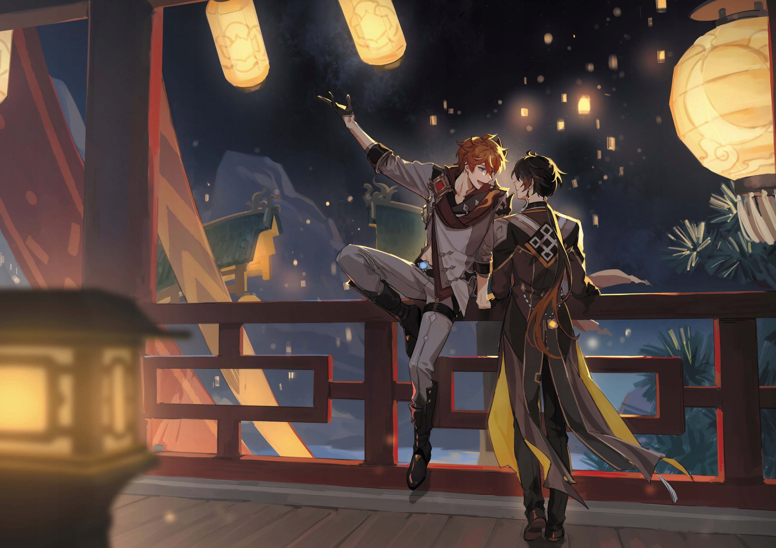 Plakat A2 Genshin Impact Childe i Zhongli