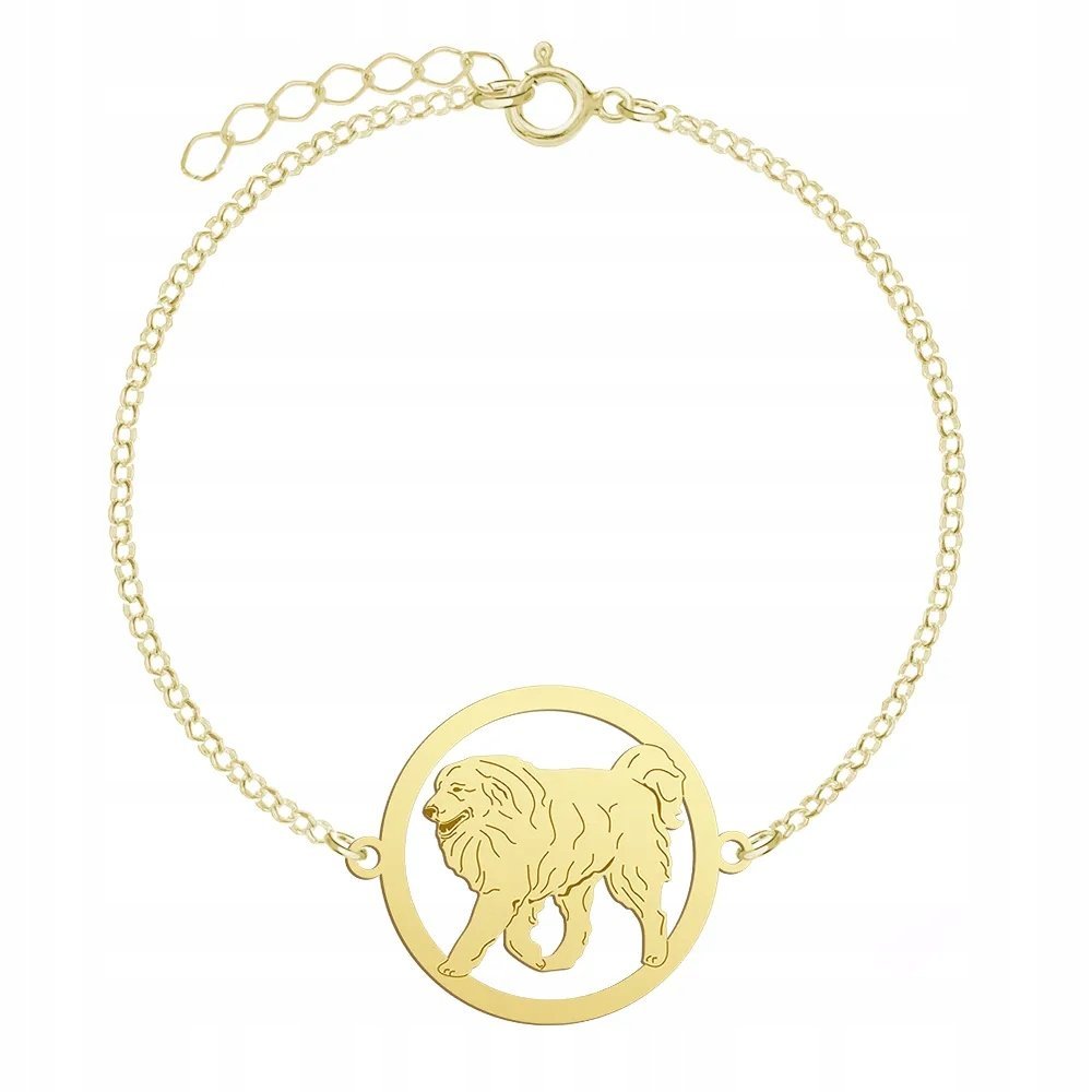Bransoletka Złota z psem Pirenejski Pies Górski 925 Biżuteria GRAWER GRATIS
