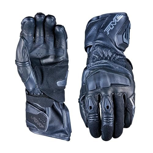 Five 830002 Wyścigowe rękawice motocyklowe, RFX4 Evo, uniwersalne rękawice sportowe, szosowe i torowe, czarne, L