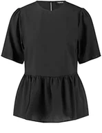 Bluzki damskie - Taifun Damska bluzka z krótkim rękawem z połową rękawami, bluzka z krótkim rękawem, jednokolorowa, czarny, 36 - miniaturka - grafika 1