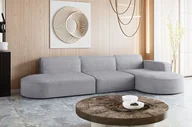 Narożniki - Designerski Narożnik, Sofa w kształcie litery L MODENA, tkanina Poso Jasnoszary Prawy - miniaturka - grafika 1