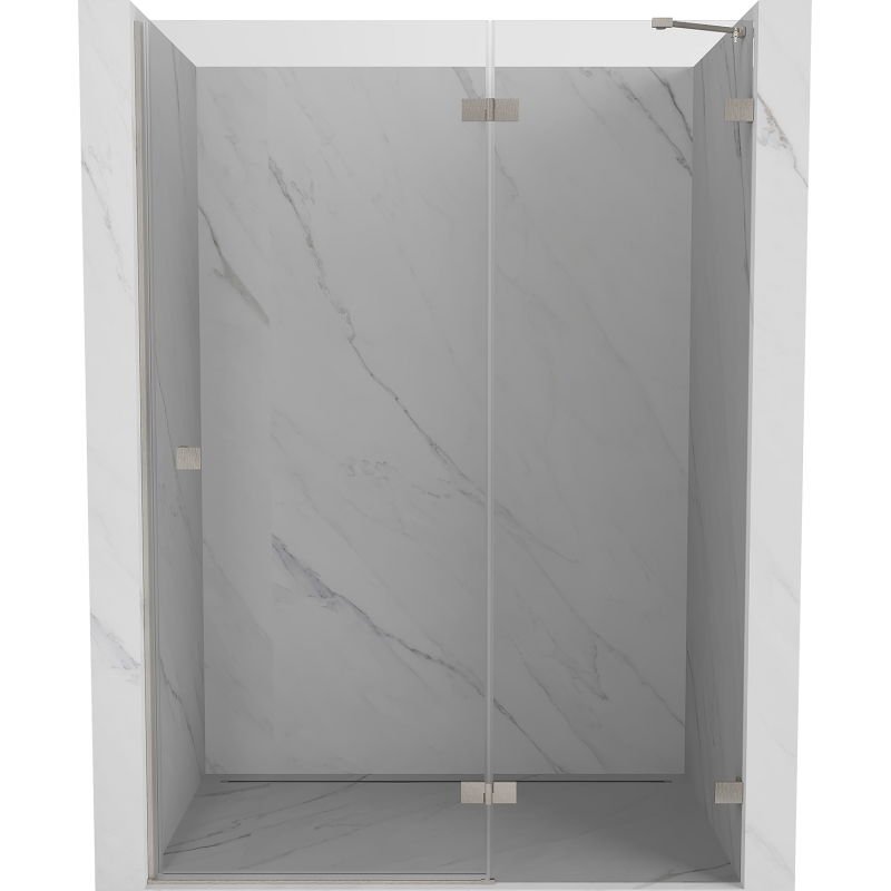 Mexen Lunar drzwi prysznicowe uchylne prawe 130 cm, transparent, nikiel szczotkowany - 834-130-000-97-00-P