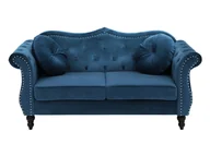 Sofy i kanapy - Beliani Sofa 2-osobowa welurowa kobaltowa SKIEN - miniaturka - grafika 1