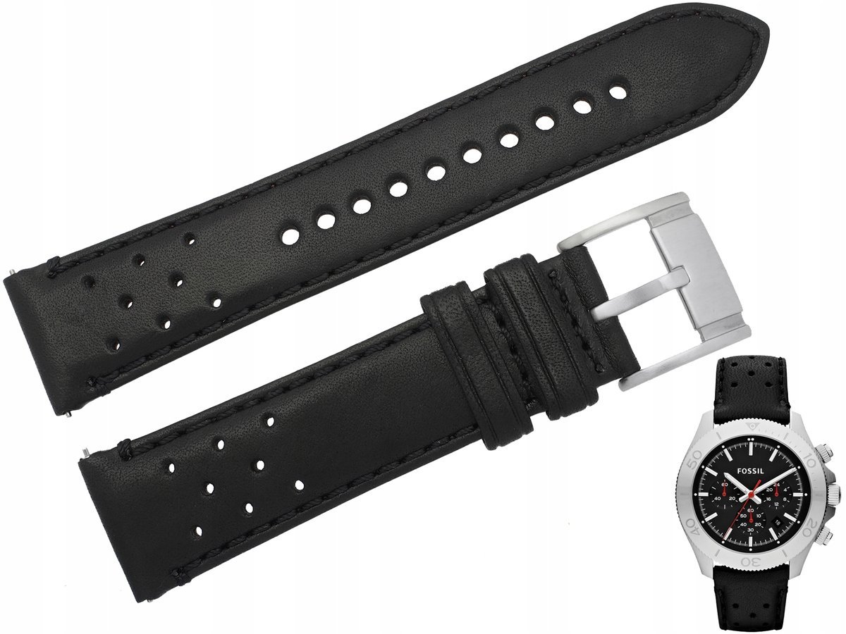 Pasek do zegarka Fossil CH2859 czarny skórzany 22 mm