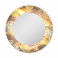 Lustra - Lustro łazienkowe led barwa neutralna okrągłe 80 cm Onyx Gold Manufaktura Parczówek - miniaturka - grafika 1